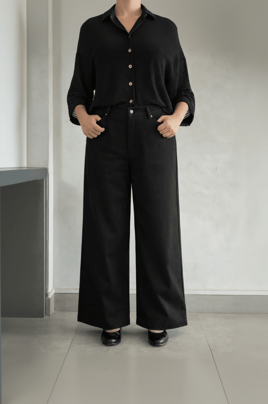 Wide Leg High Rise Jeans - CHEC